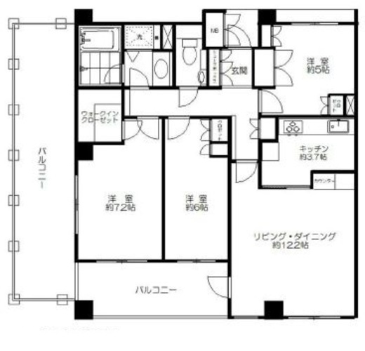 ツインズコート弦巻ノーステラス 3階 間取り図
