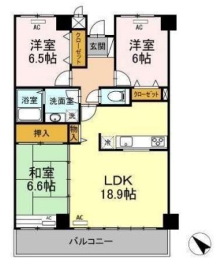 モニュメントスクウェア壱番館 3階 間取り図