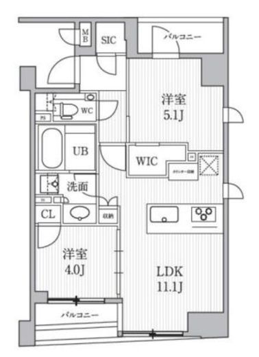 シーズンフラッツ日本橋人形町プレミア 804 間取り図
