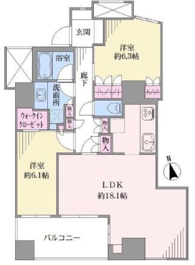 ロイヤルタワー横濱鶴見 22階 間取り図