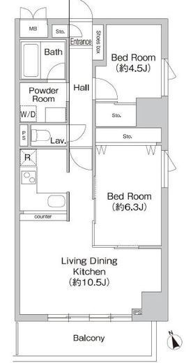 プライムアーバン町屋サウスコート 1101 間取り図