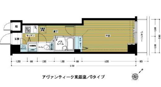 アヴァンティーク東銀座 3階 間取り図