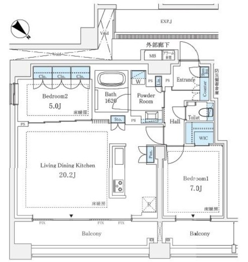 イニシア築地レジデンス 12階 間取り図