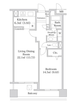 ヨコソーレインボータワーハイツ 1709 間取り図