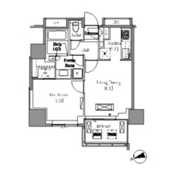 レジディアタワー目黒不動前 2102 間取り図