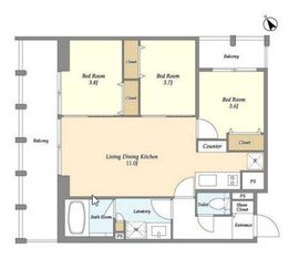The Grand Terrace Wakabayashi 202 間取り図