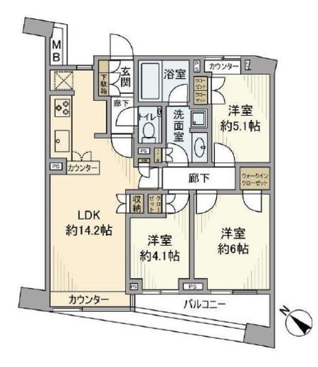 パークホームズ目黒ザレジデンス 10階 間取り図