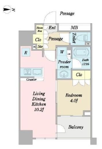 クレヴィア住吉扇橋 2階 間取り図