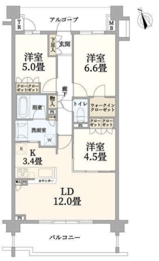 ドレッセあざみ野ガーデンズ 2階 間取り図