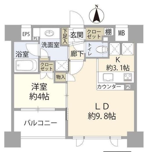 シェフルール元住吉 3階 間取り図