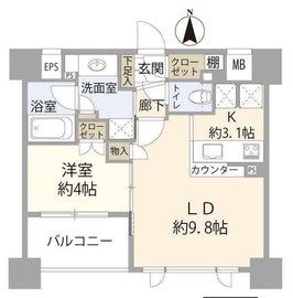 シェフルール元住吉 3階 間取り図