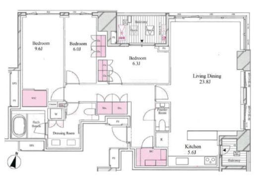ブランズ ザ・ハウス一番町 7階 間取り図