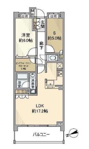クレストレジデンス東中野 3階 間取り図