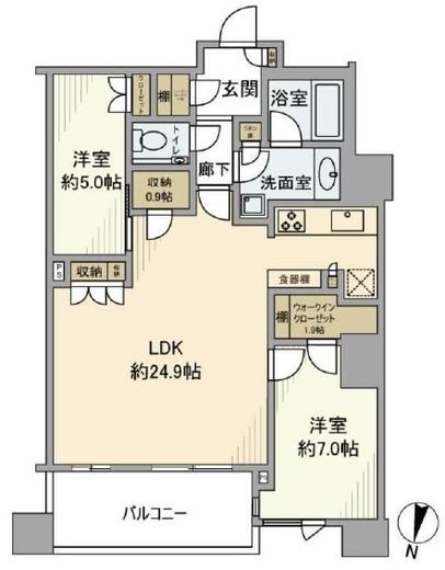 パークタワー勝どきミッド/サウス 45階 間取り図