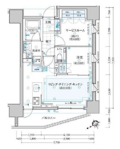クリオ市谷柳町 13階 間取り図