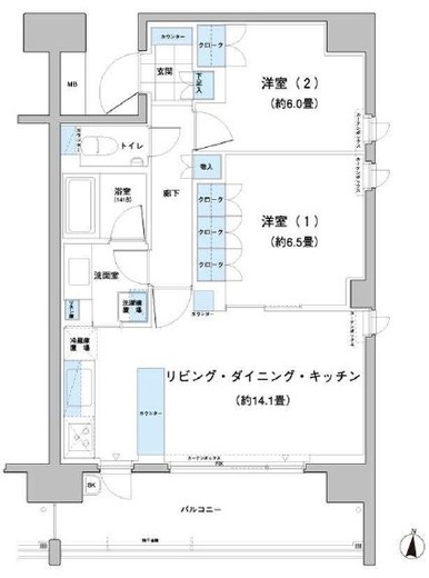 ガーデニエール砧レジデンス 607 間取り図