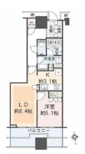 富久クロスコンフォートタワー(Tomihisa Cross)  3階 間取り図