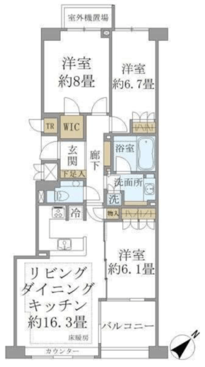 グランヴェール六義園 3階 間取り図