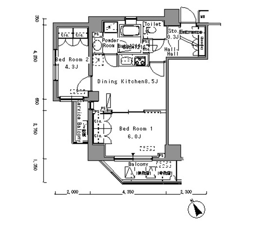 パークアクシス門前仲町 401 間取り図