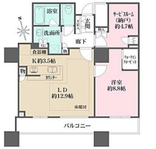 千住ザ・タワー 15階 間取り図