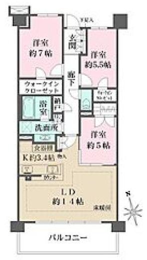 ザ・パークハウスオイコス鎌倉大船 5階 間取り図