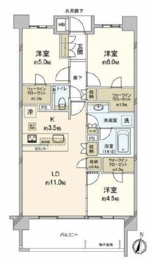 ザ・パークハウス経堂レジデンス 2階 間取り図