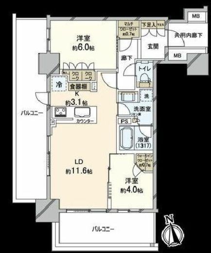 パークタワー西新宿エムズポート 2階 間取り図