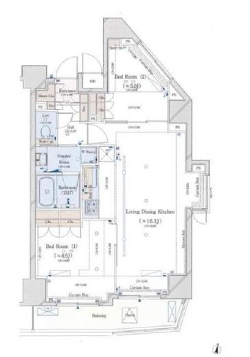 コンシェリア西新宿 13階 間取り図
