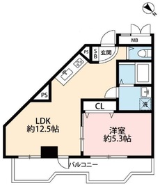 築地永谷コーポラス 6階 間取り図