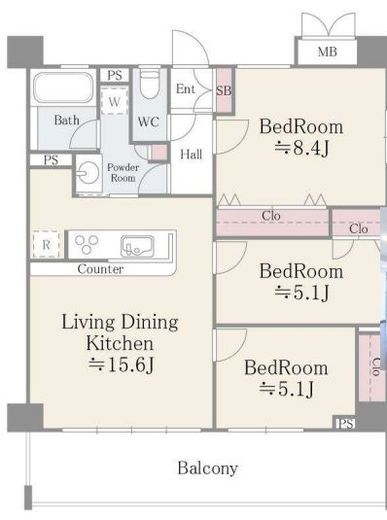 フォリアージュ青葉台 412 間取り図