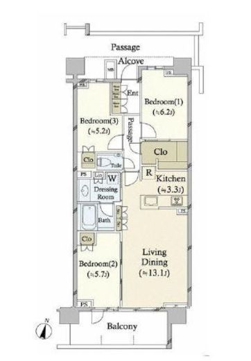 プラウドシティ宮崎台ウエストコート 5階 間取り図