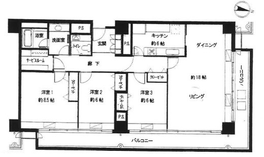 チュリス赤坂 3階 間取り図