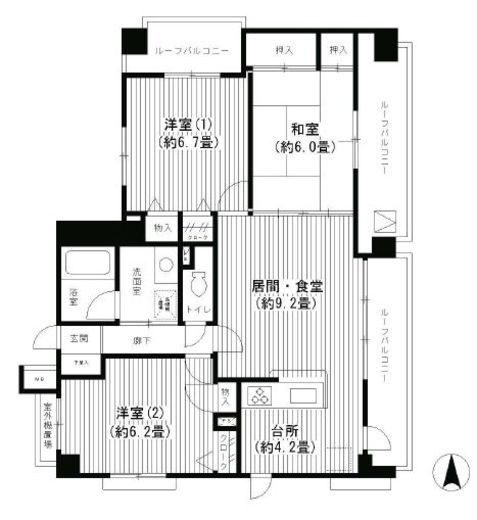 パークヒルズ武蔵小杉 801 間取り図