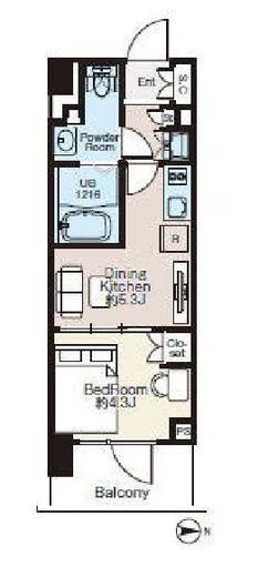 ライオンズフォーシア蔵前オアシス 308 間取り図
