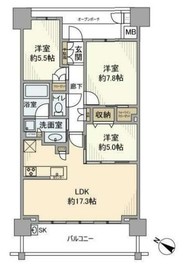 プラウドタワー相模大野 8階 間取り図