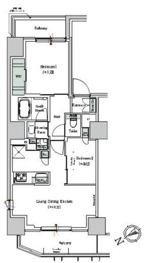 ONE ROOF RESIDENCE NISHI NIPPORI (ワンルーフレジデンス西日暮里) 401 間取り図
