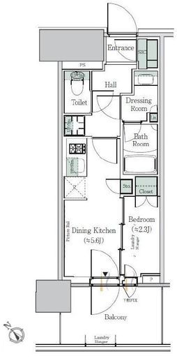 ONE ROOF RESIDENCE NISHI NIPPORI (ワンルーフレジデンス西日暮里) 606 間取り図
