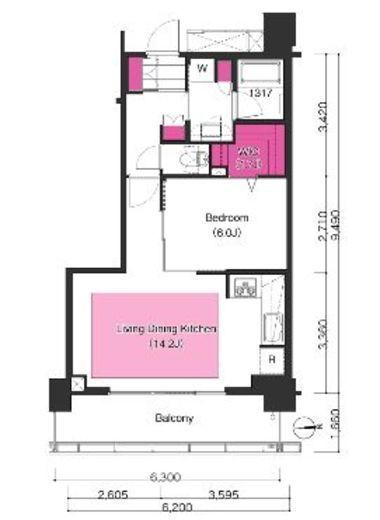 ブリリアイストタワー勝どき 3209 間取り図