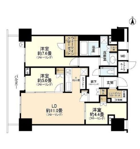 ブランズ横浜 6階 間取り図