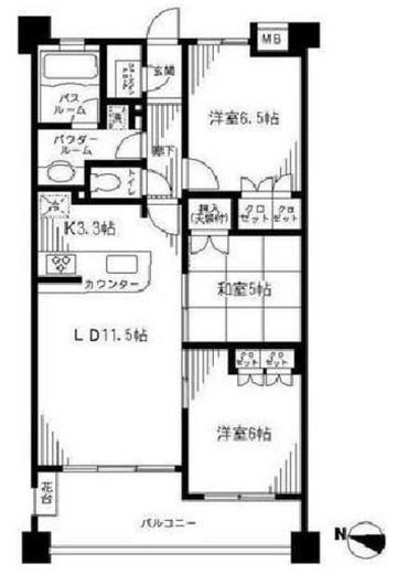 グランシティ武蔵小杉Ⅱ 5階 間取り図