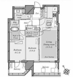 グランドヒルズ恵比寿 9階 間取り図