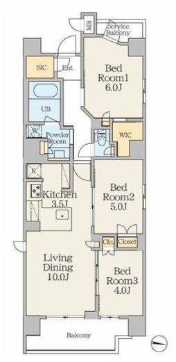 クレストコート錦糸町 408 間取り図