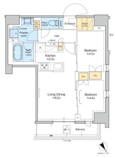 プラウドフラット清澄通り 1210 間取り図