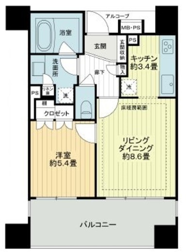 ライオンズ築地リバーノート 4階 間取り図