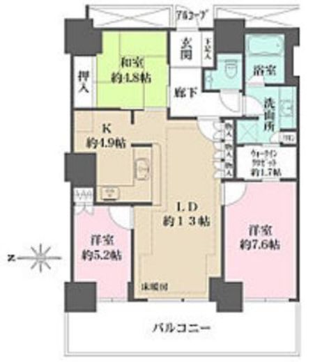 Wコンフォートタワーズ EAST 3階 間取り図