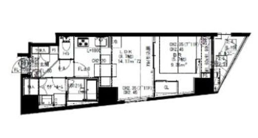 ミライズ横濱桜木町レジデンス 201 間取り図