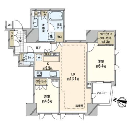 ジオ一番町 4階 間取り図