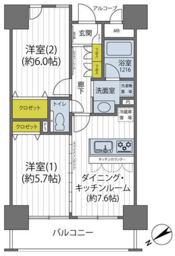 アール・ケープラザ新横浜Ⅲ 7階 間取り図
