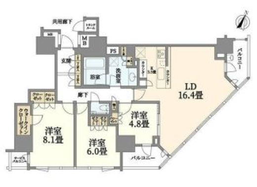 ブランズ横浜 8階 間取り図