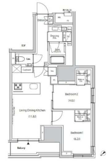 ザ・パークハビオ市ヶ谷ウエスト 302 間取り図